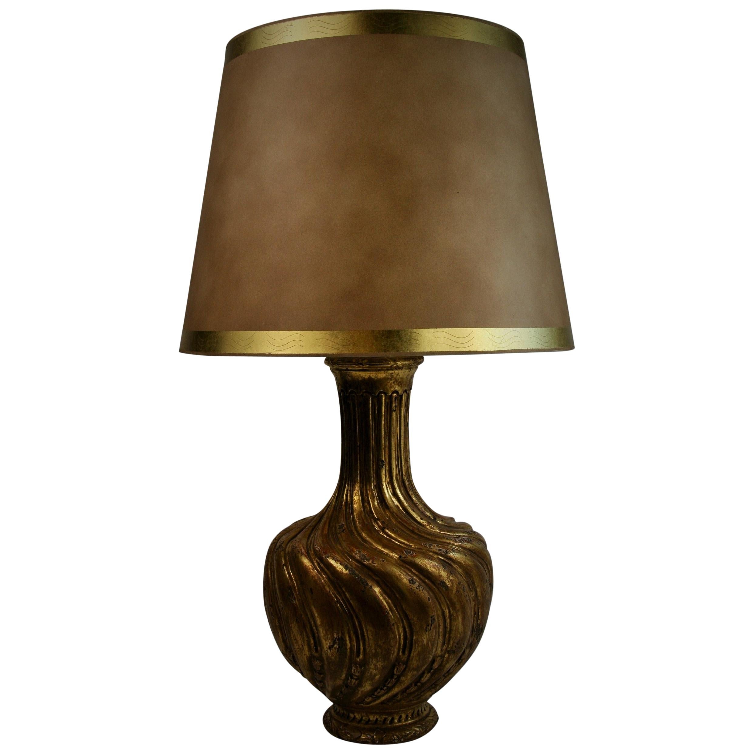 Italian Gilt Carved Wood Lamp