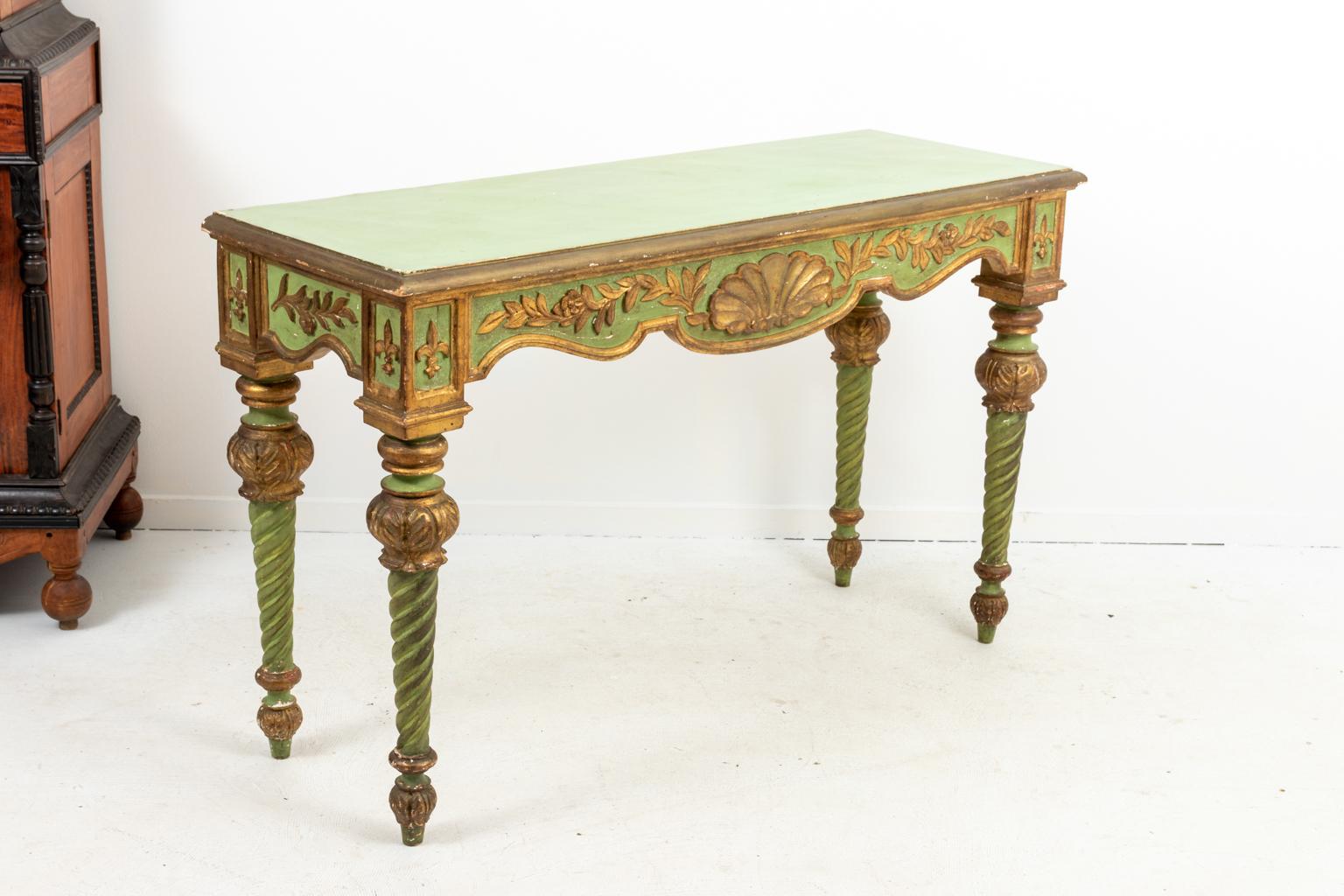 Italian Gilt Console In Distressed Condition For Sale In Stamford, CT