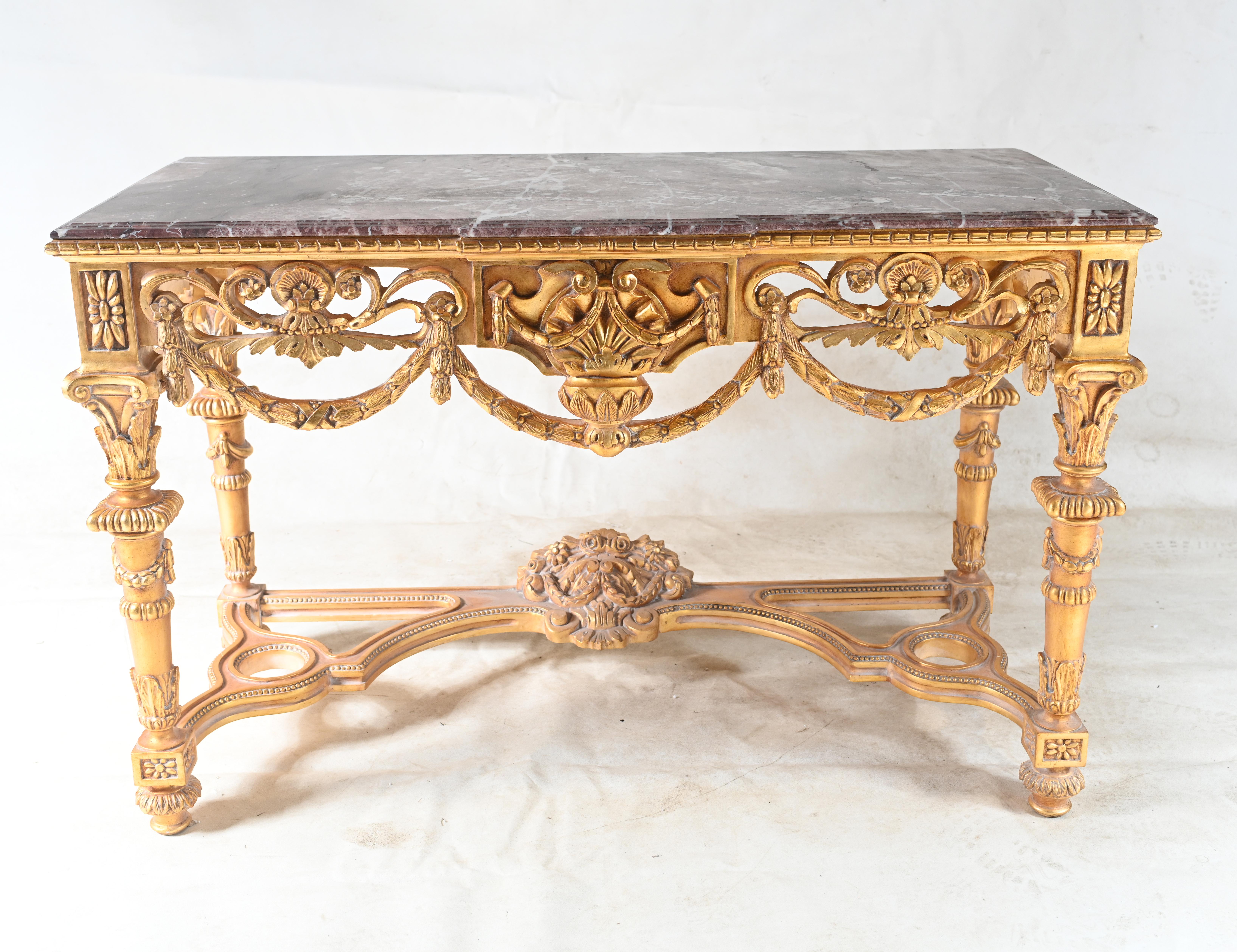 Mesa consola italiana dorada - Mesas Hall Barroco en venta 7