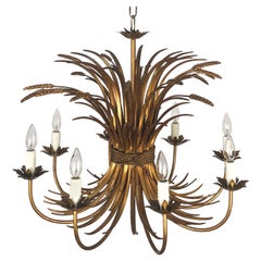 Italian Gilt Eight-Branch Wheat Sheaf Chandelier (28 1/2" Diameter)