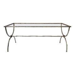 Italian Gilt Faux Bamboo and Glass Coffee Table