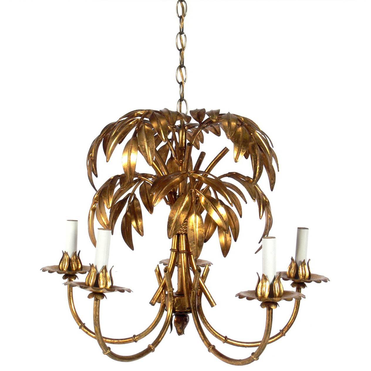 Italian Gilt Floral Chandelier