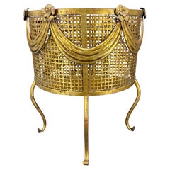Porte-revues ou jardinière italienne en métal doré Demi Lune