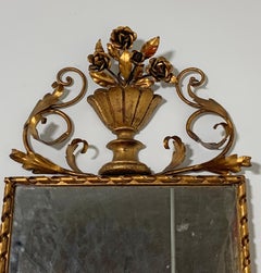 Italian Gilt Hall Mirror with Sconces and Shelf, Ca. 1950s