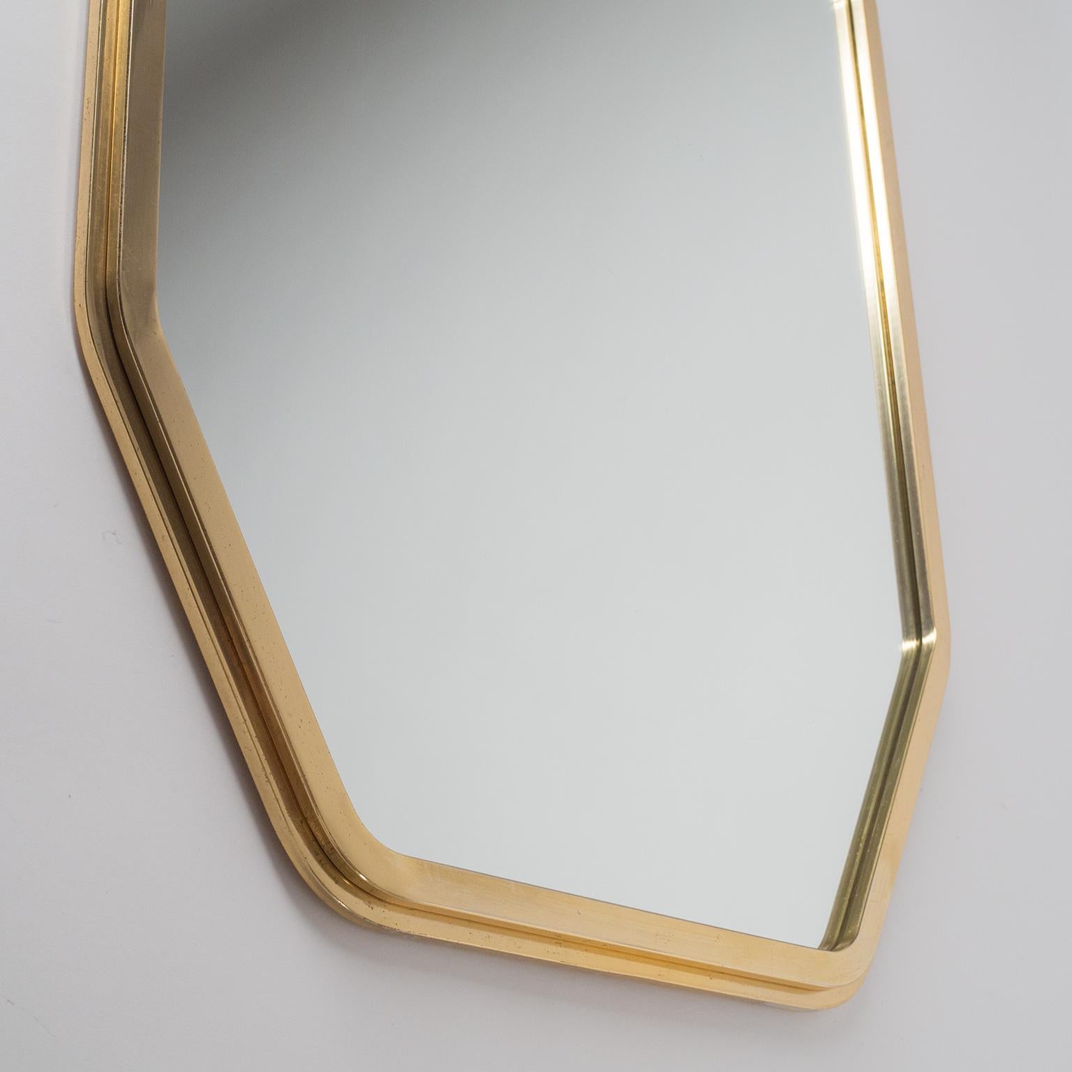 Miroir octogonal doré italien, années 1970 en vente 2