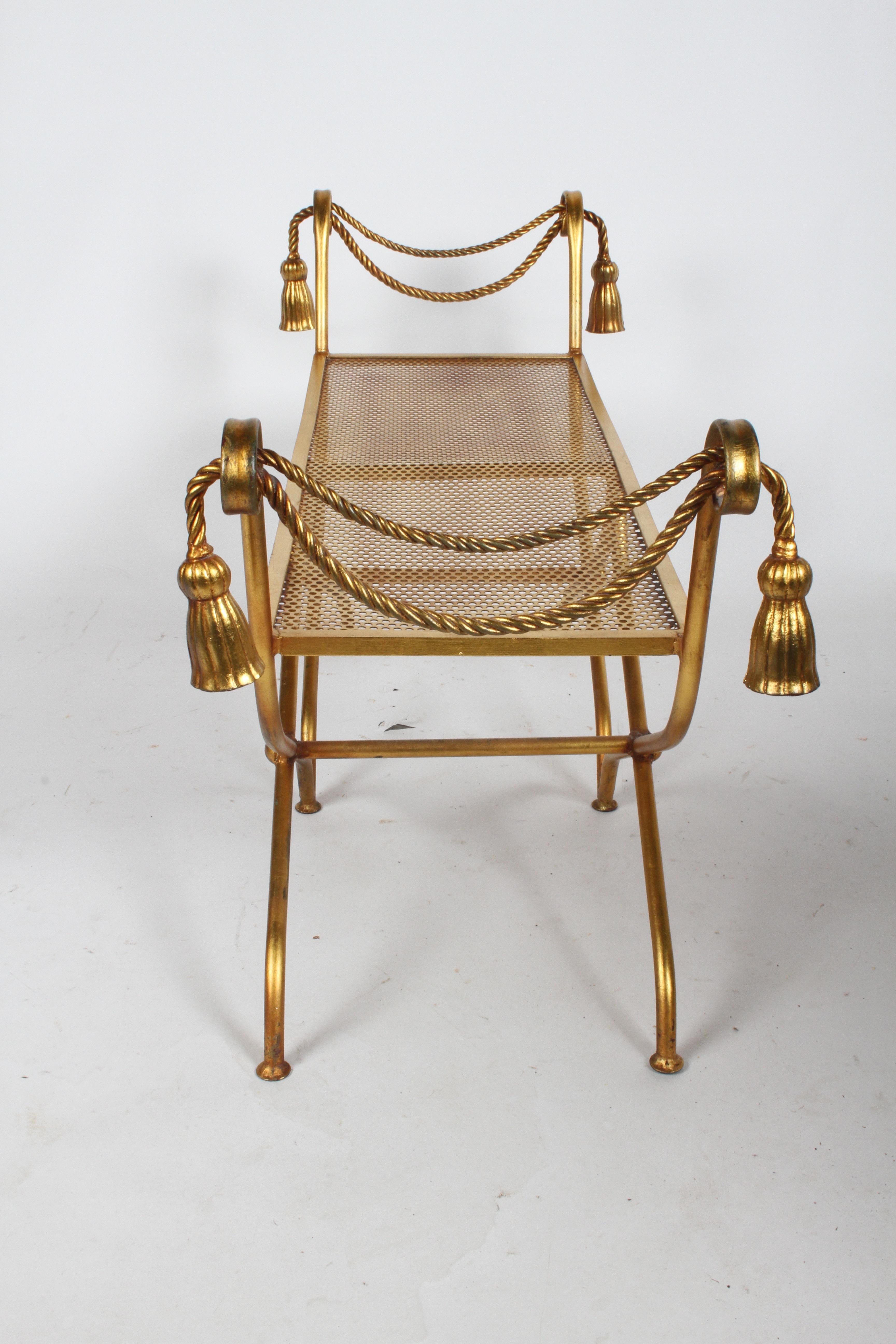 Italian Gilt Hollywood Regency Style Tassel or Rope Bench 5