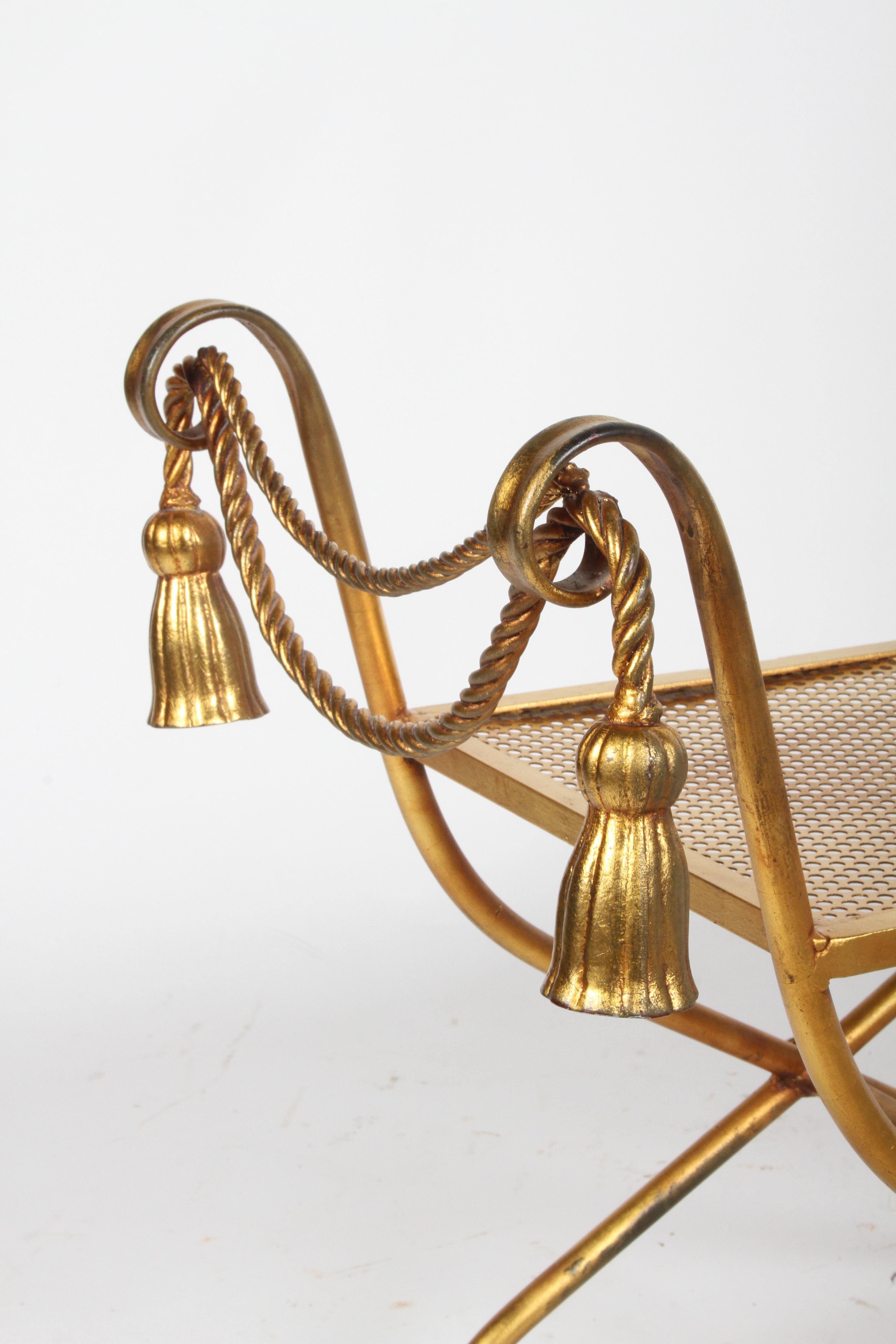 Italian Gilt Hollywood Regency Style Tassel or Rope Bench 2