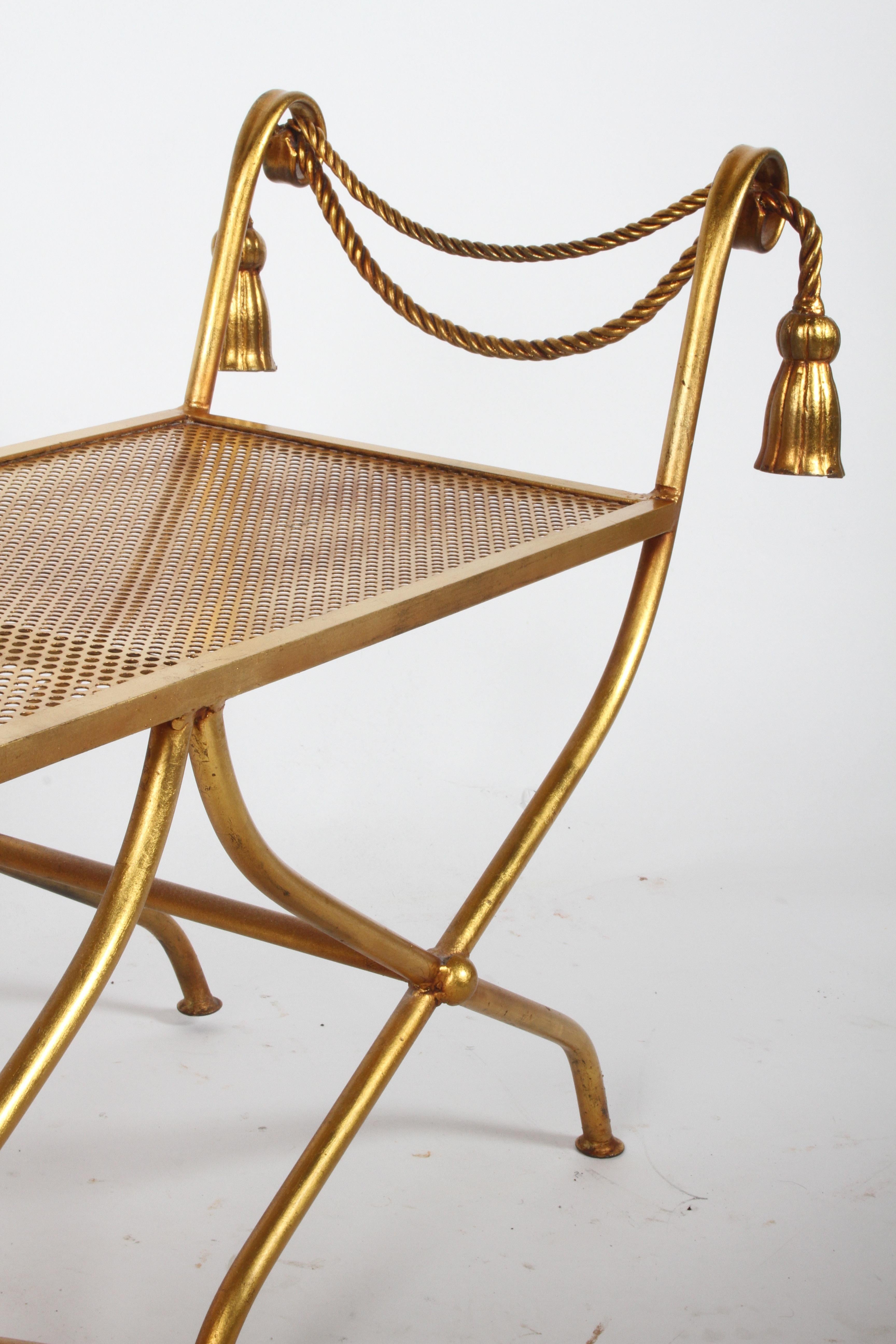 Italian Gilt Hollywood Regency Style Tassel or Rope Bench 4
