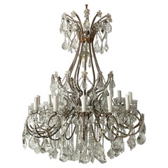 Italian Gilt-Iron and Crystal Beaded Chandelier
