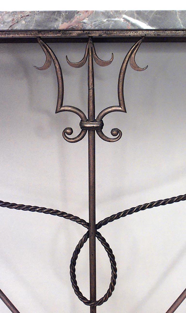 Italian Gilt Iron and Marble-Top Console Table In Good Condition For Sale In Queens, NY