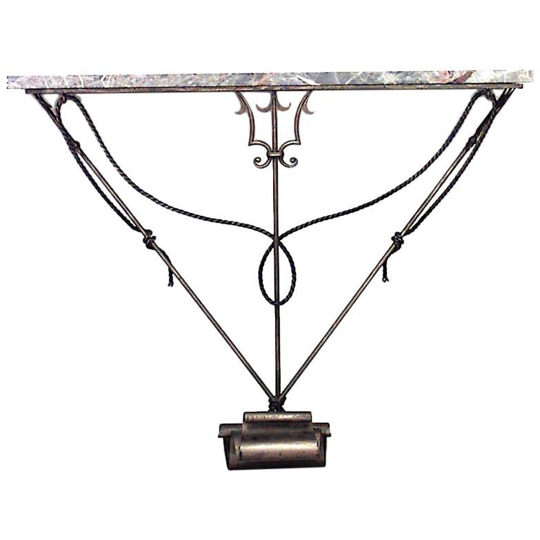 Italian Gilt Iron and Marble-Top Console Table