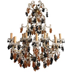 Italian Gilt-Iron And Murano Glass Chandelier
