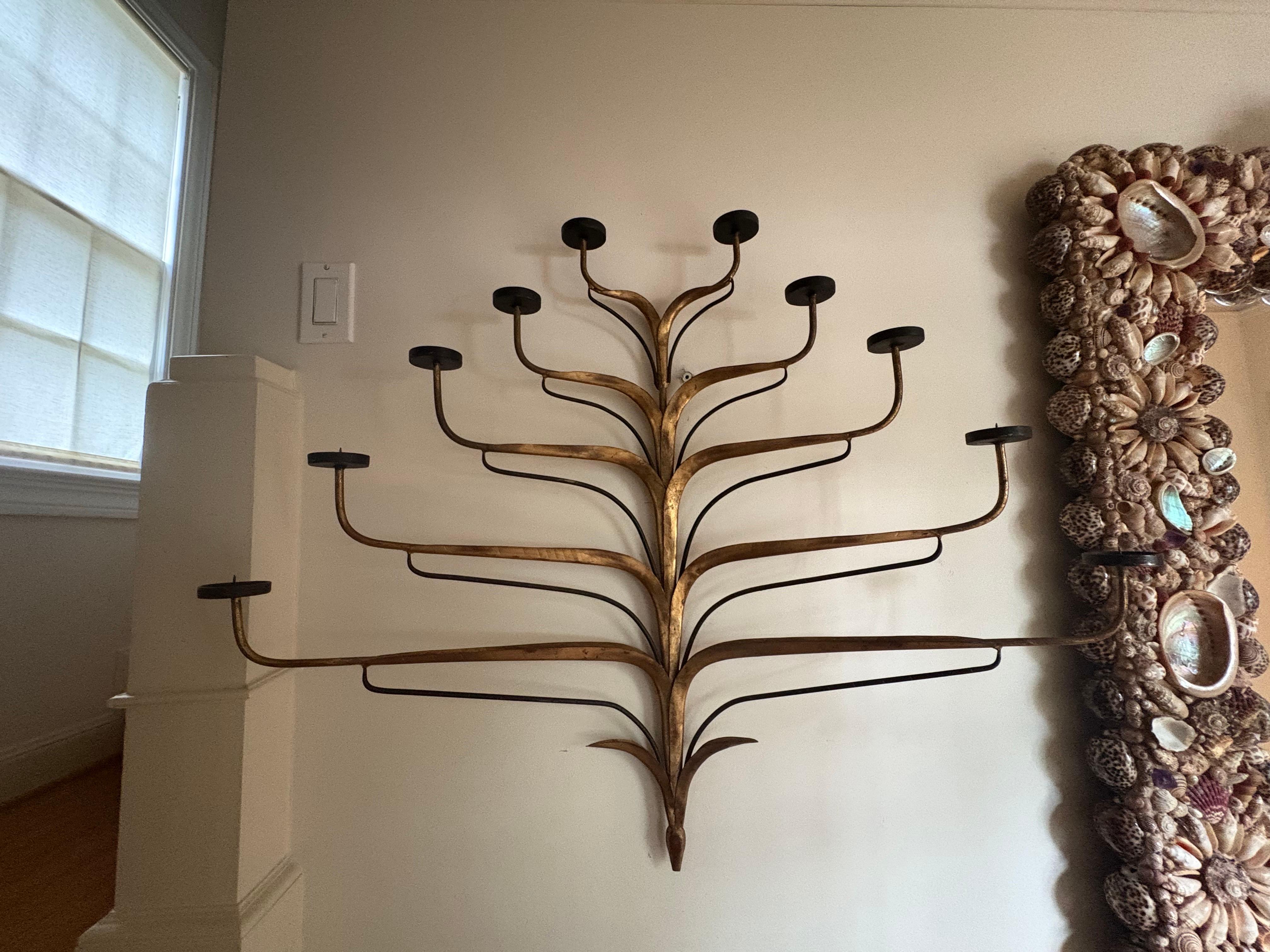 Italian Gilt Iron Candle Sconce In Good Condition For Sale In Houston, TX