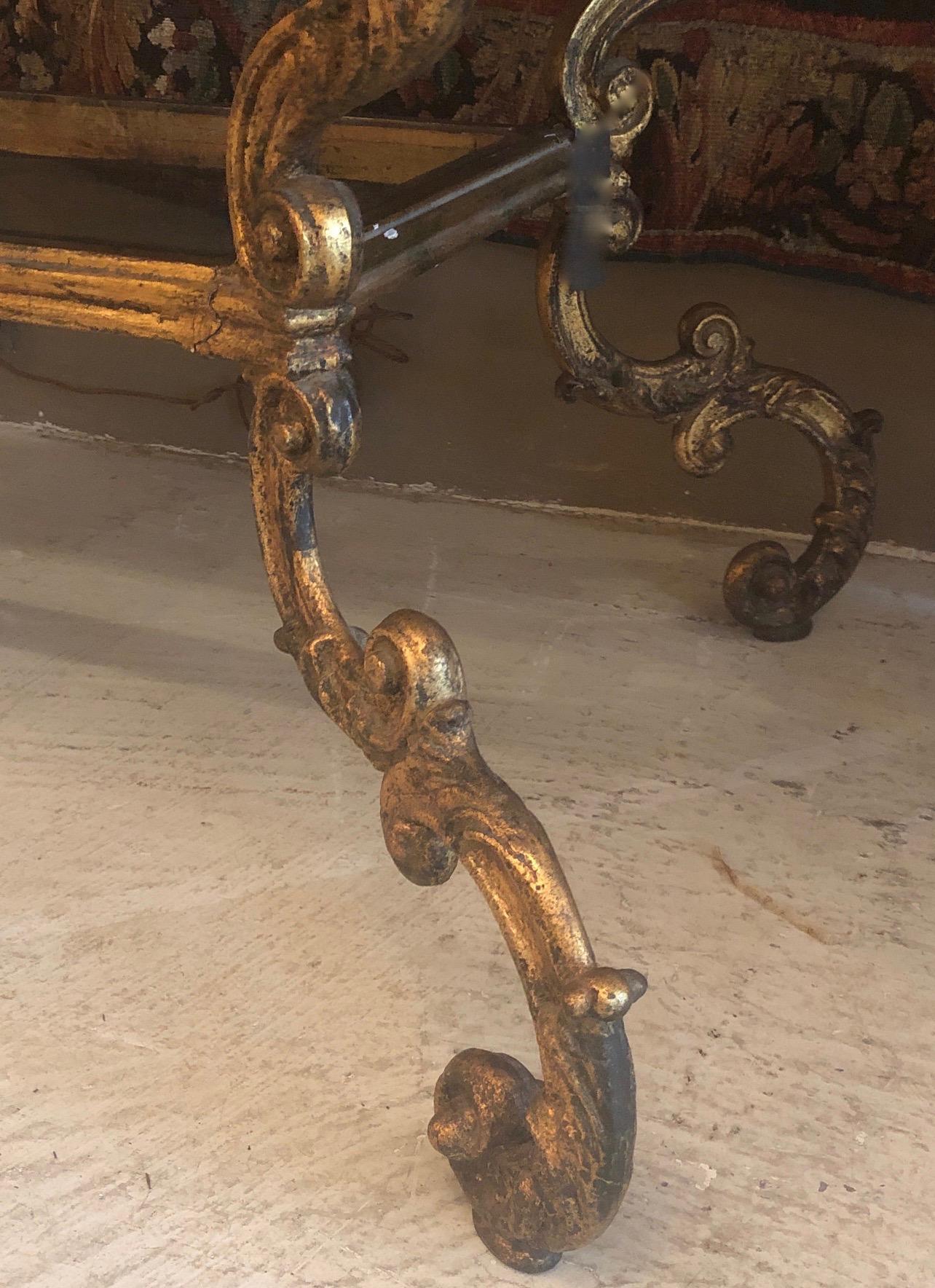 Italian Gilt-Iron Centre Table with Painted Imitation Scagliola Top, circa 1880 For Sale 1