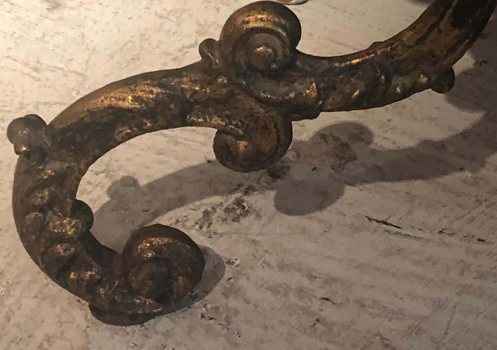 Italian Gilt-Iron Centre Table with Painted Imitation Scagliola Top, circa 1880 For Sale 3