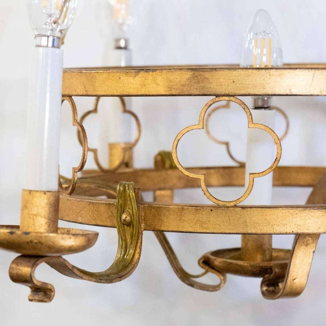 Italian Gilt Iron Chandelier In Good Condition In New York, NY