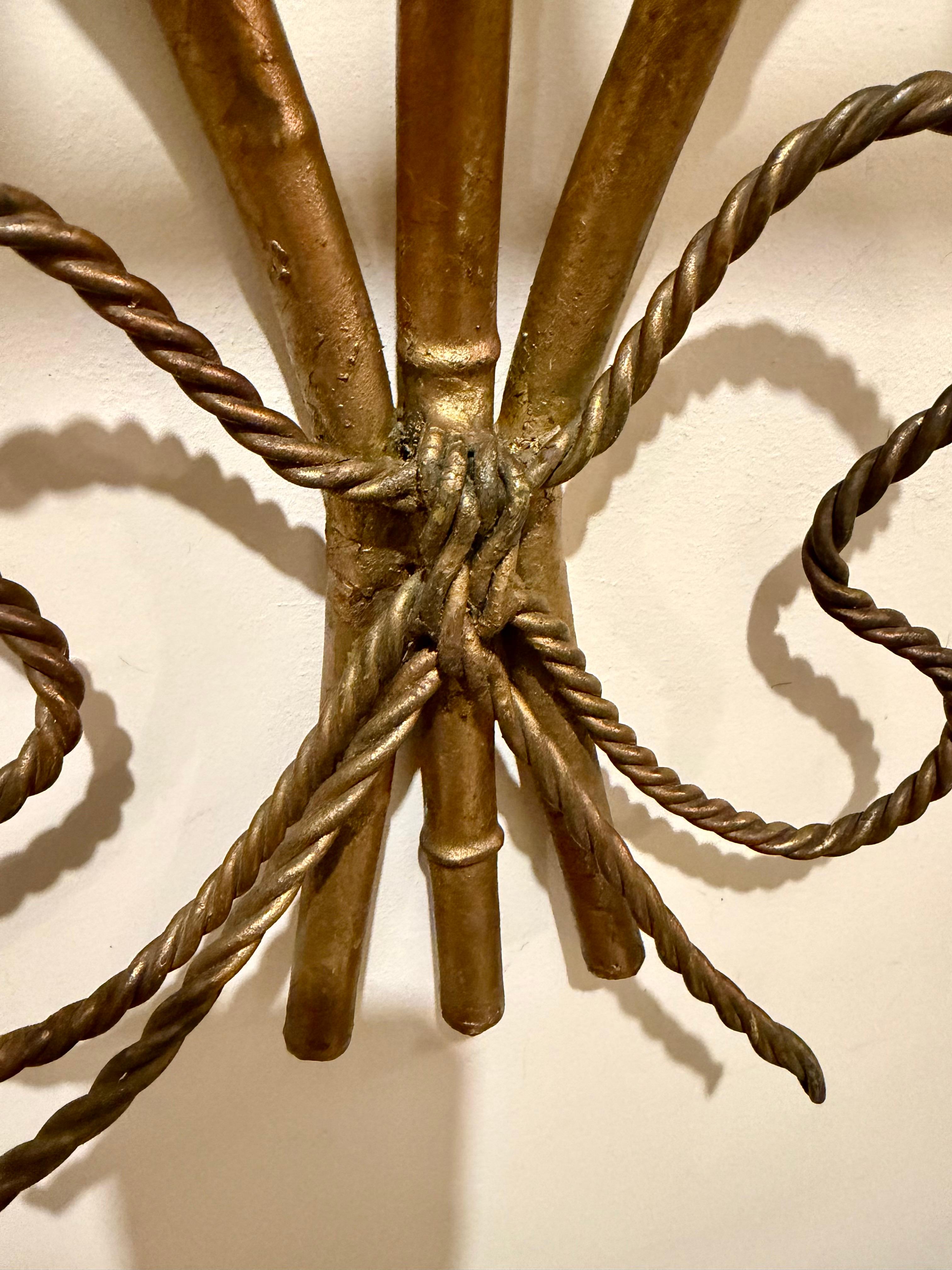 Console / Etagère murale en faux bambou et fer doré italien en vente 4