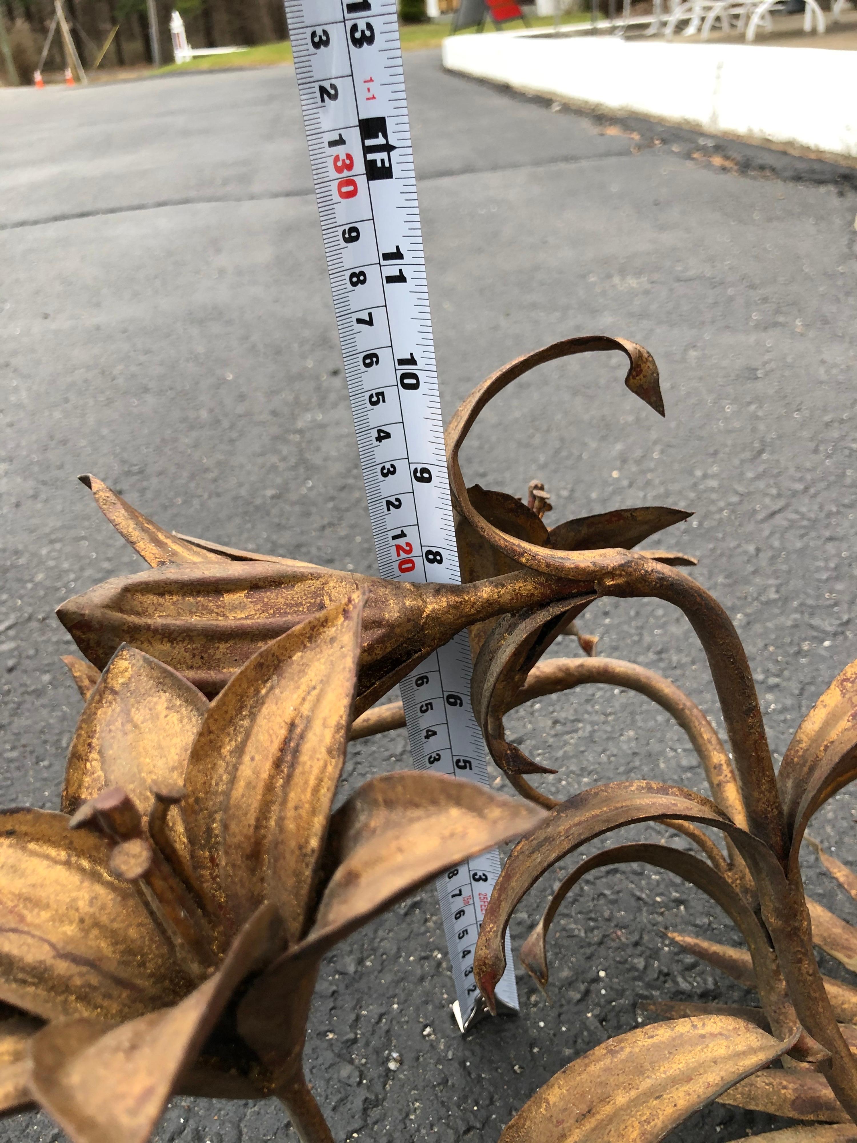 Large Italian Gilt Iron Floral Wall Sconce For Sale 12