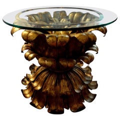 Italian Gilt Iron Plume Table with Glass Top