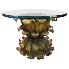 Italian Gilt Iron Plume Table with Glass Top