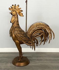 Italian Gilt Iron Rooster Floor Lamp