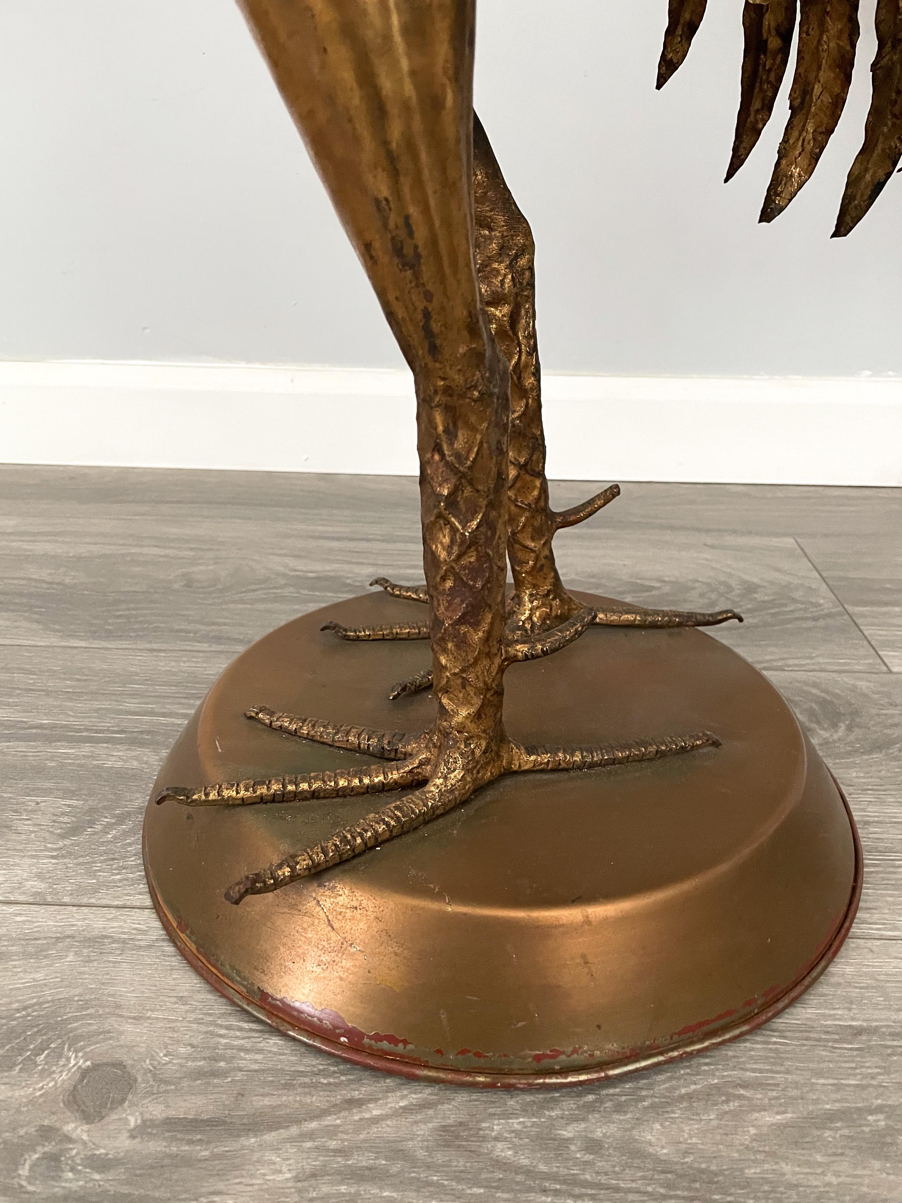 Italian Gilt Iron Rooster Floor Lamp In Good Condition In Los Angeles, CA