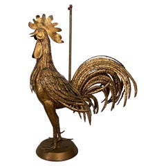 Italian Gilt Iron Rooster Floor Lamp