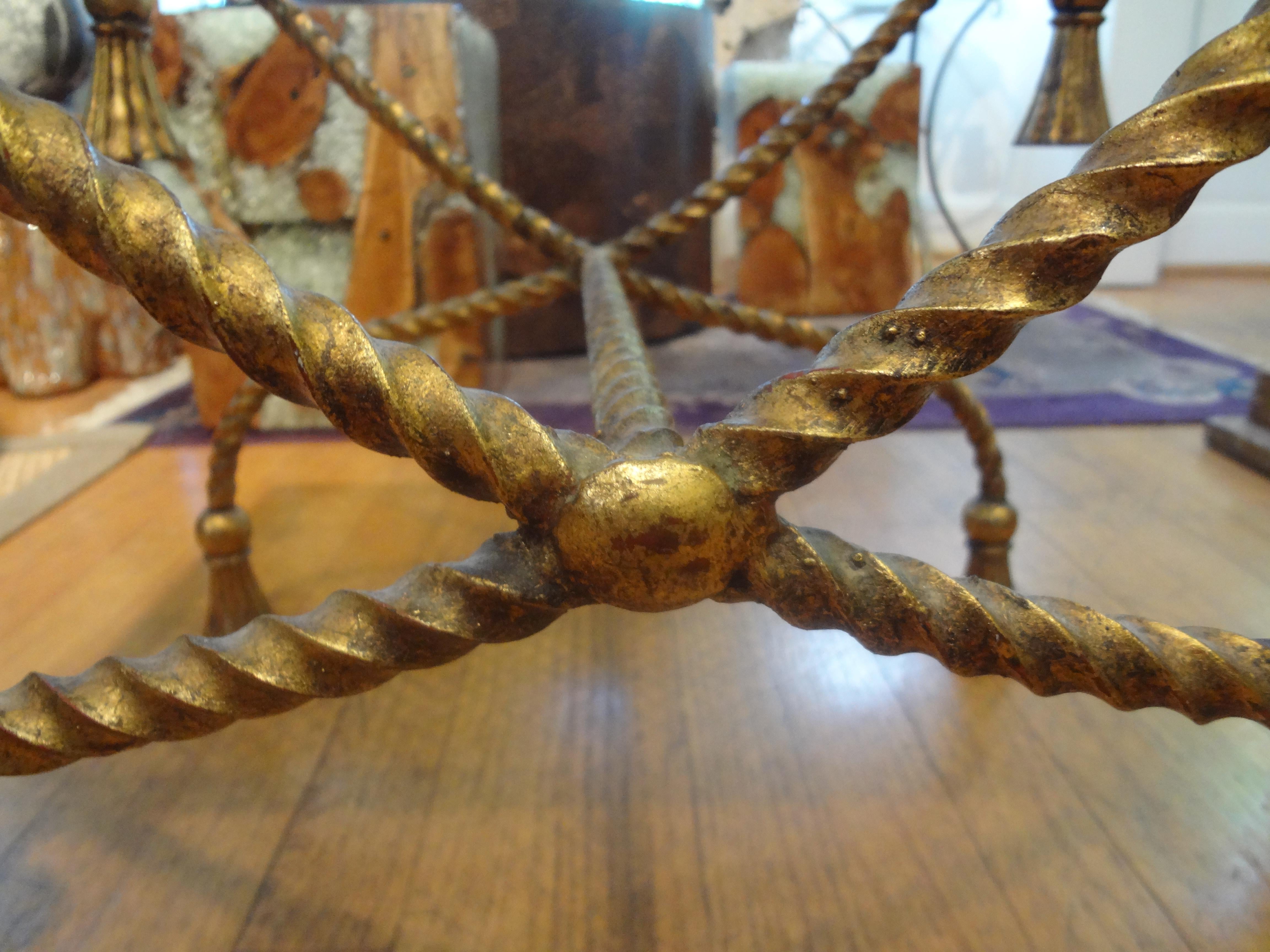 Mid-20th Century Italian Gilt Iron Rope and Tassel Table or Bench