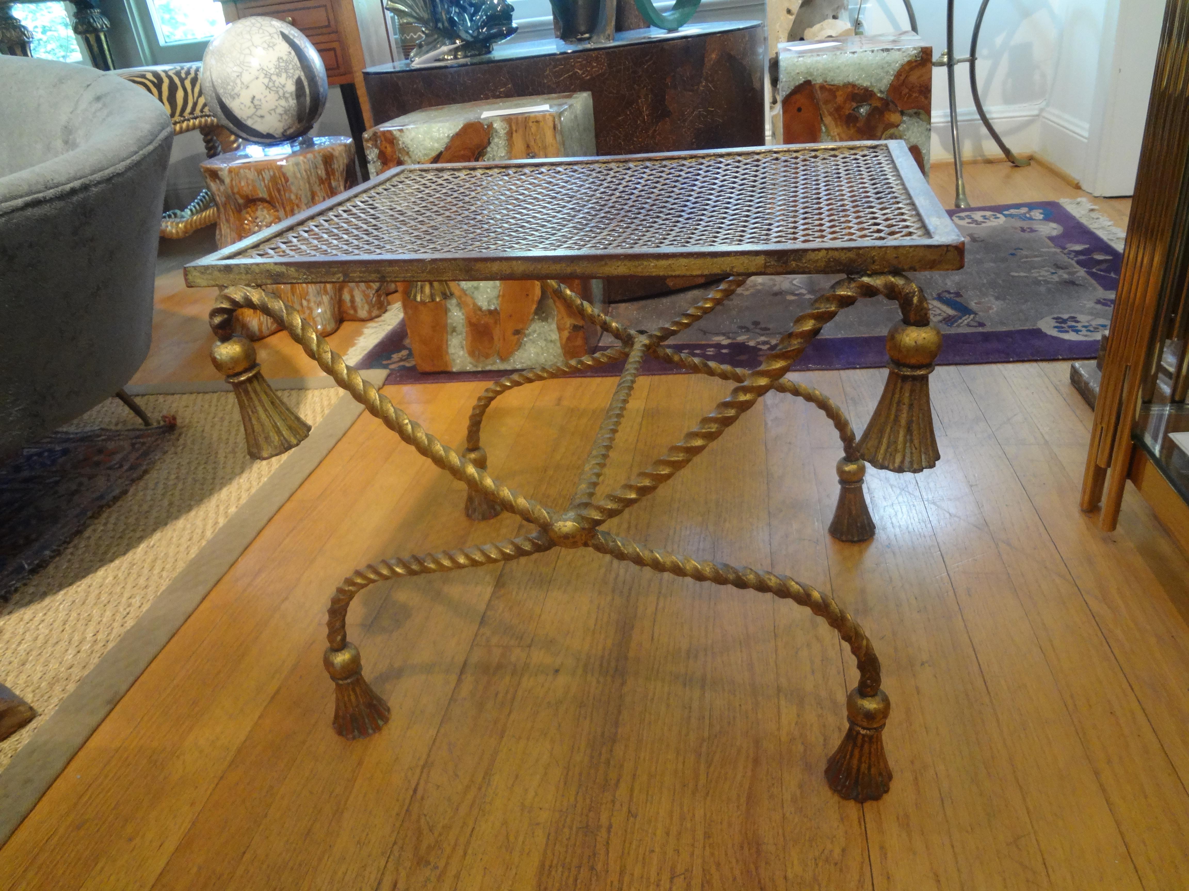 Italian Gilt Iron Rope and Tassel Table or Bench 3