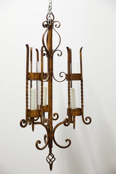 Italian Gilt Iron Three-Arm Chandelier