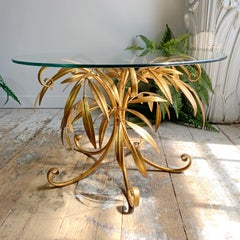 Table basse italienne à feuilles d'or 1950