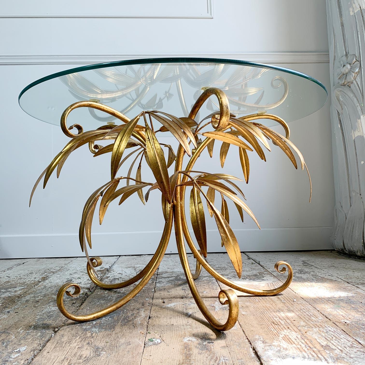Italian Gold Leaves Coffee Table 1950’s For Sale 2