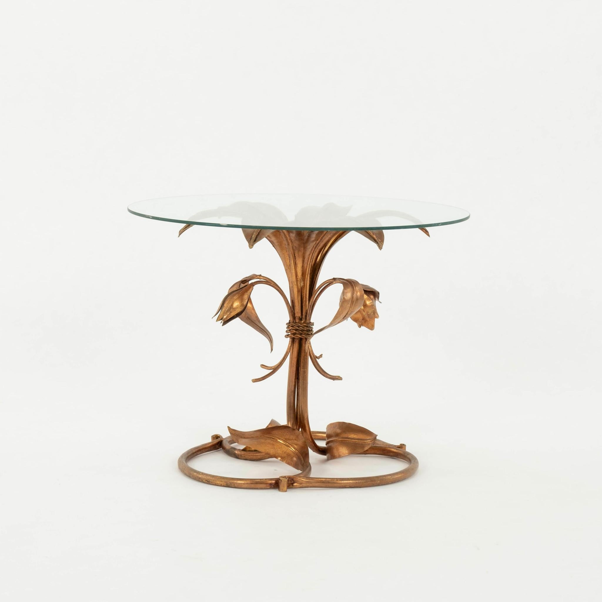 Aesthetic Movement Italian Gilt Lily Side Table For Sale