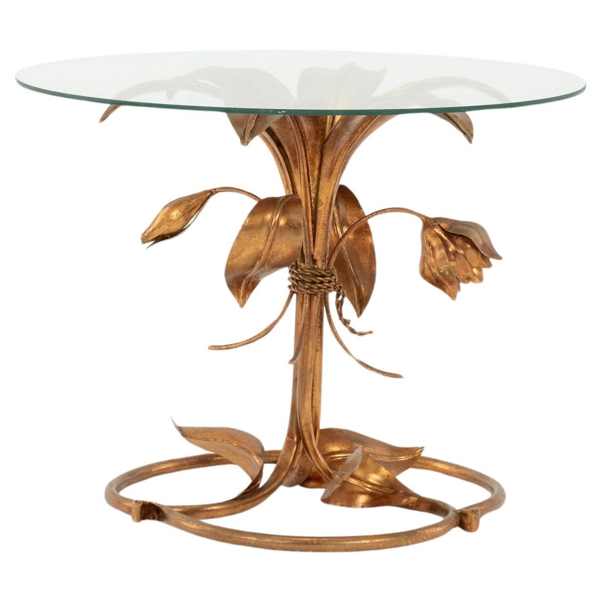 Italian Gilt Lily Side Table For Sale