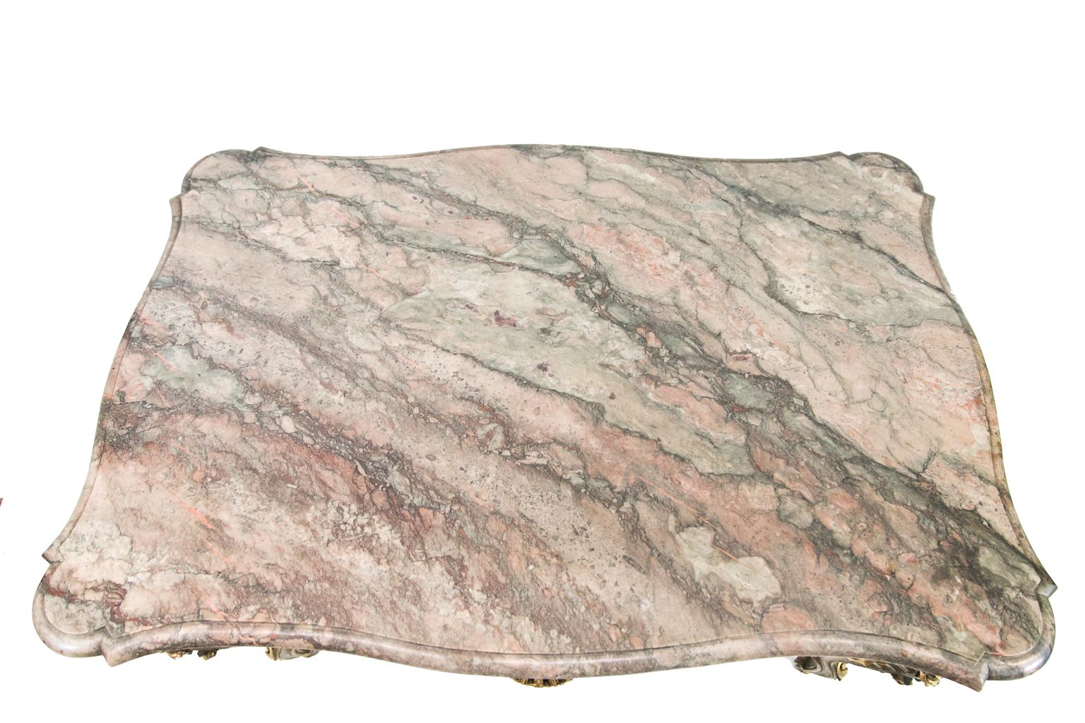 Mid-19th Century Italian Gilt Marble-Top Center Table
