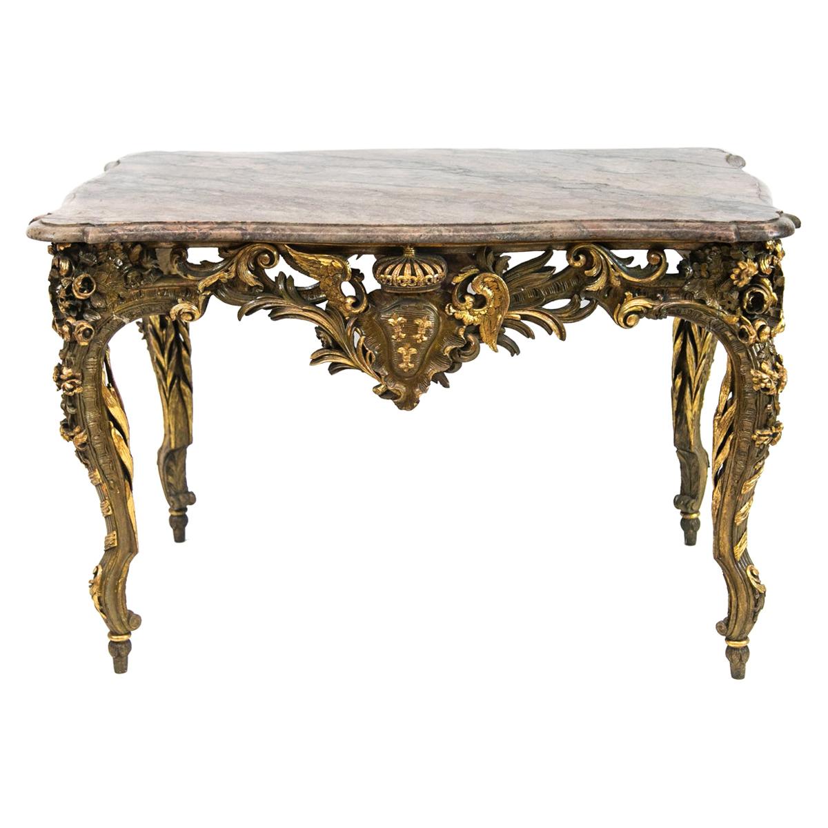 Italian Gilt Marble-Top Center Table