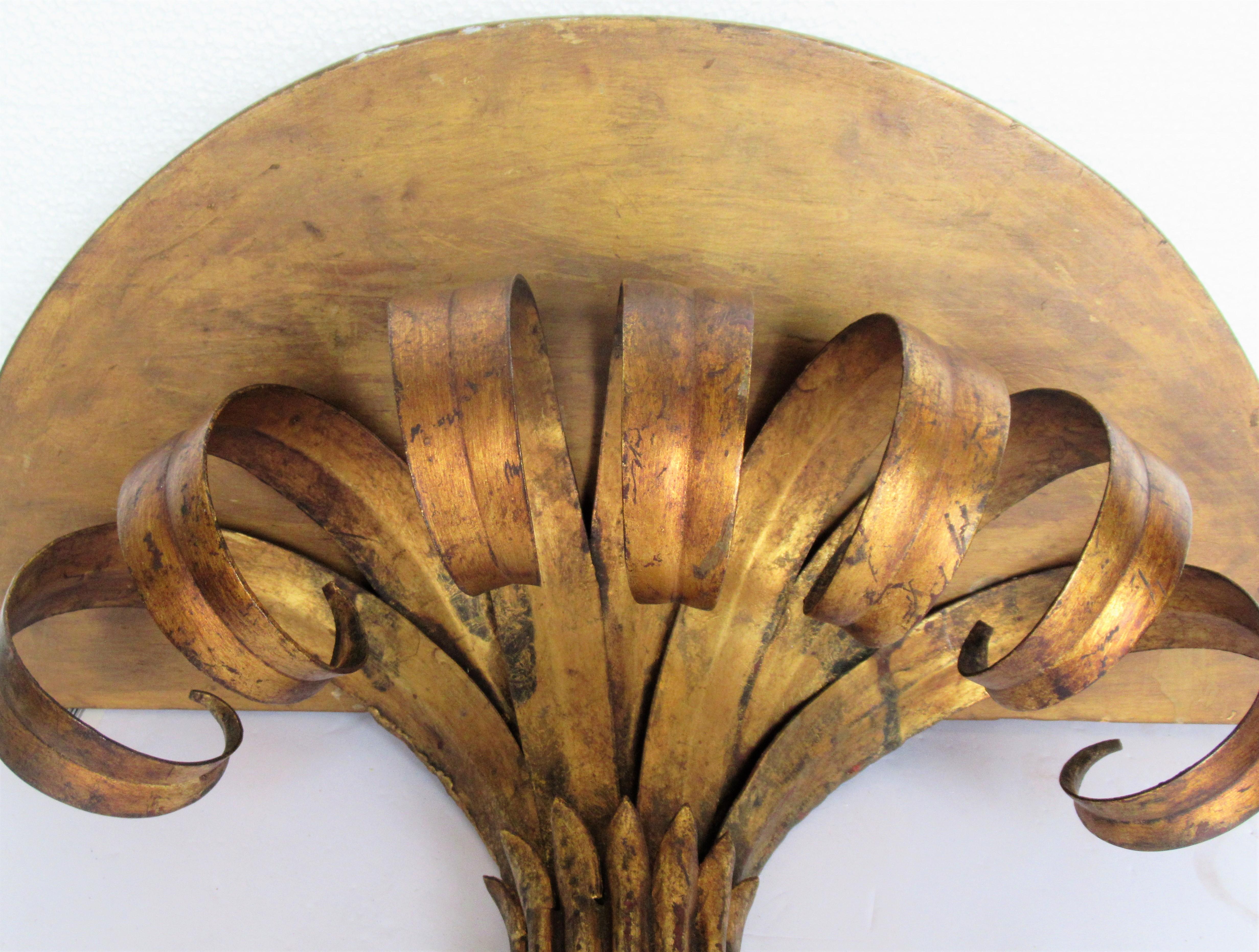 Italian Gilt Metal Acanthus Wall Bracket Shelf 5