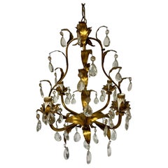 Italian Gilt Metal and Crystal Chandelier