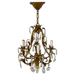 Italian Gilt Metal and Crystal Chandelier