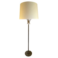 Italian gilt metal and Fontana Arte glass floor lamp