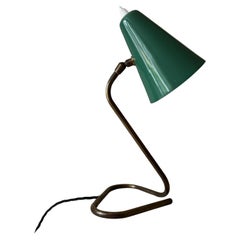 Italian gilt metal and green enamel desk lamp Italian gilt metal and green enamel desk lamp