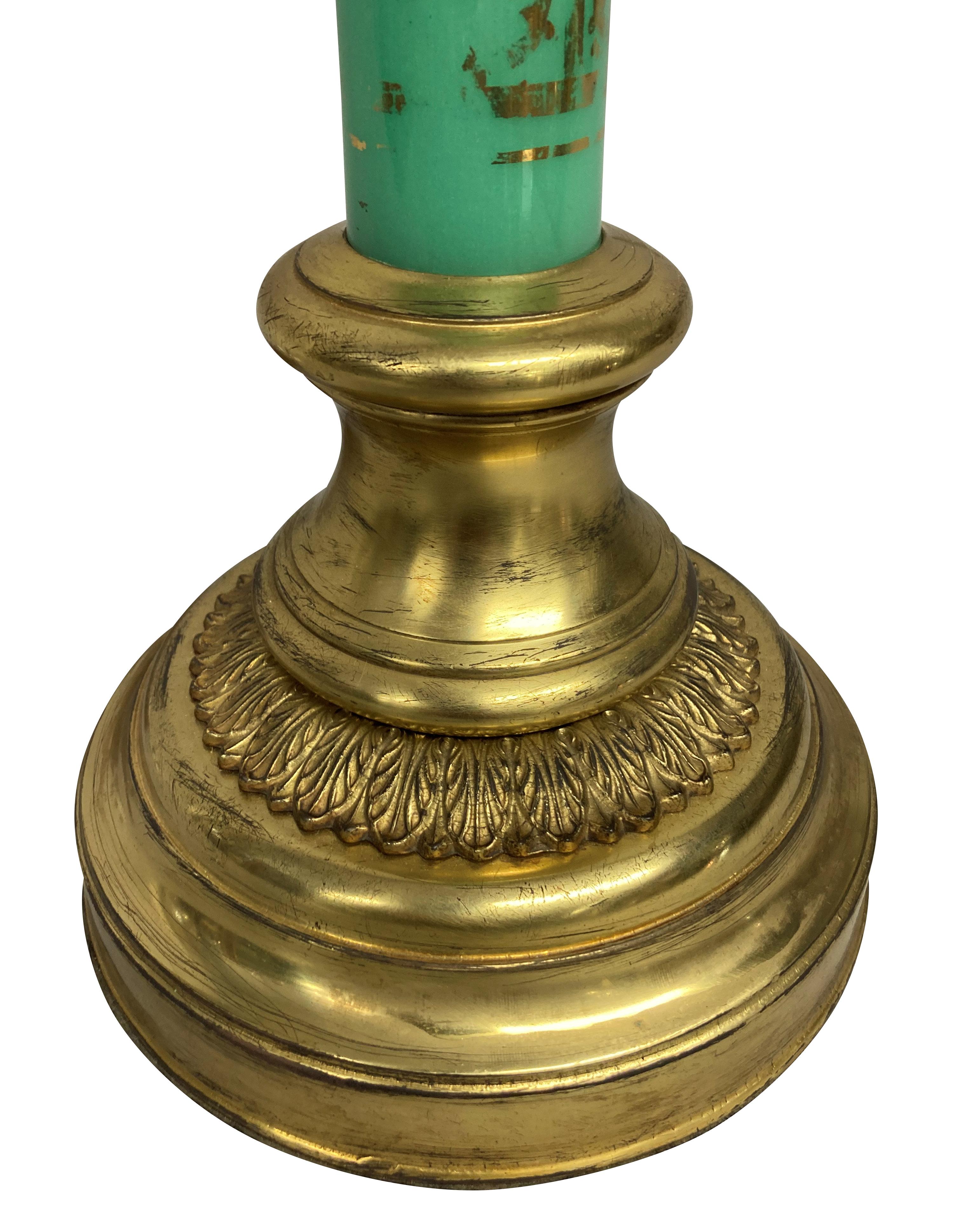 Italian Gilt Metal and Mint Green Églomisé Lamp In Good Condition In London, GB
