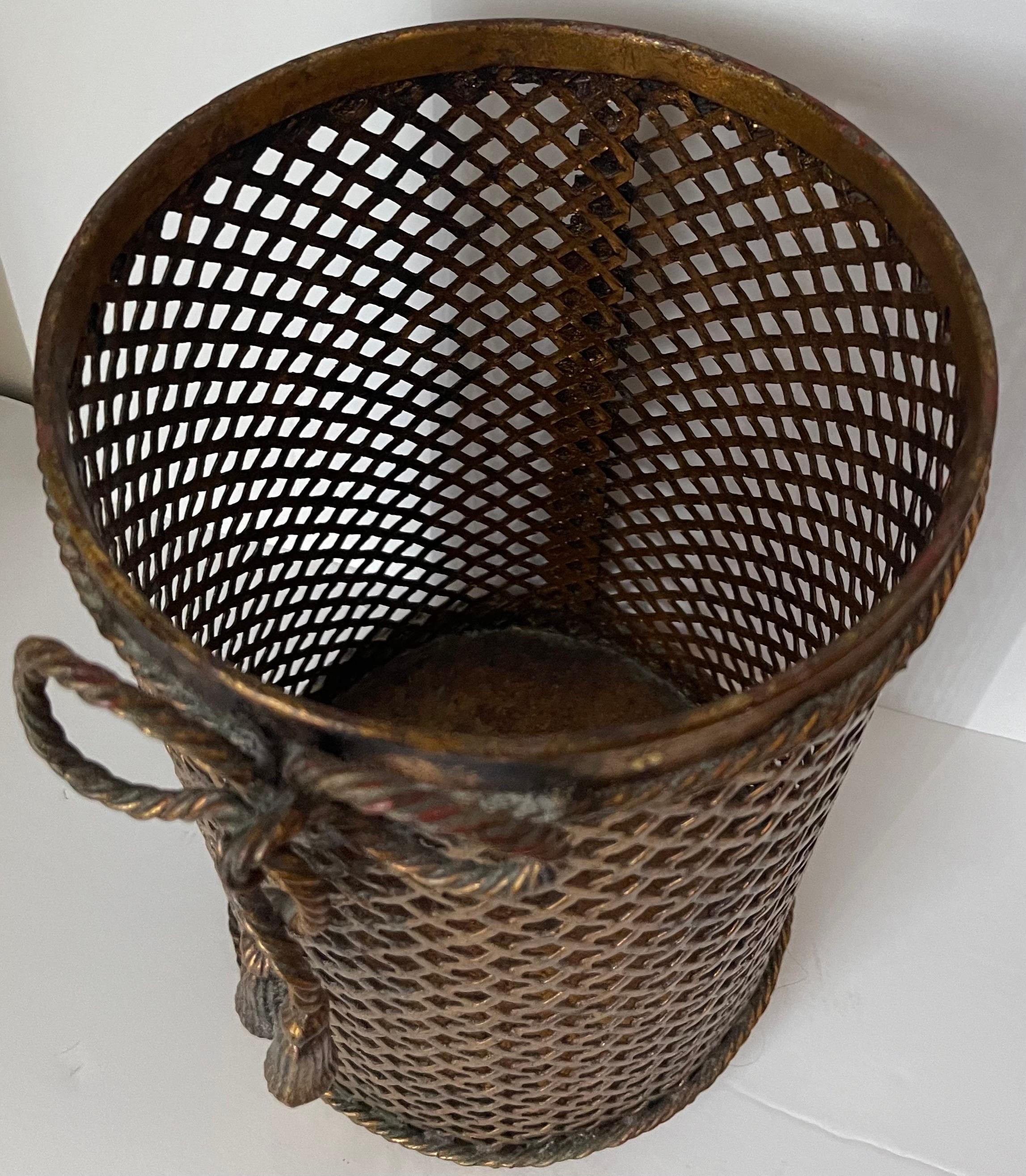 Italian Gilt Metal Bow Wastepaper Basket 5