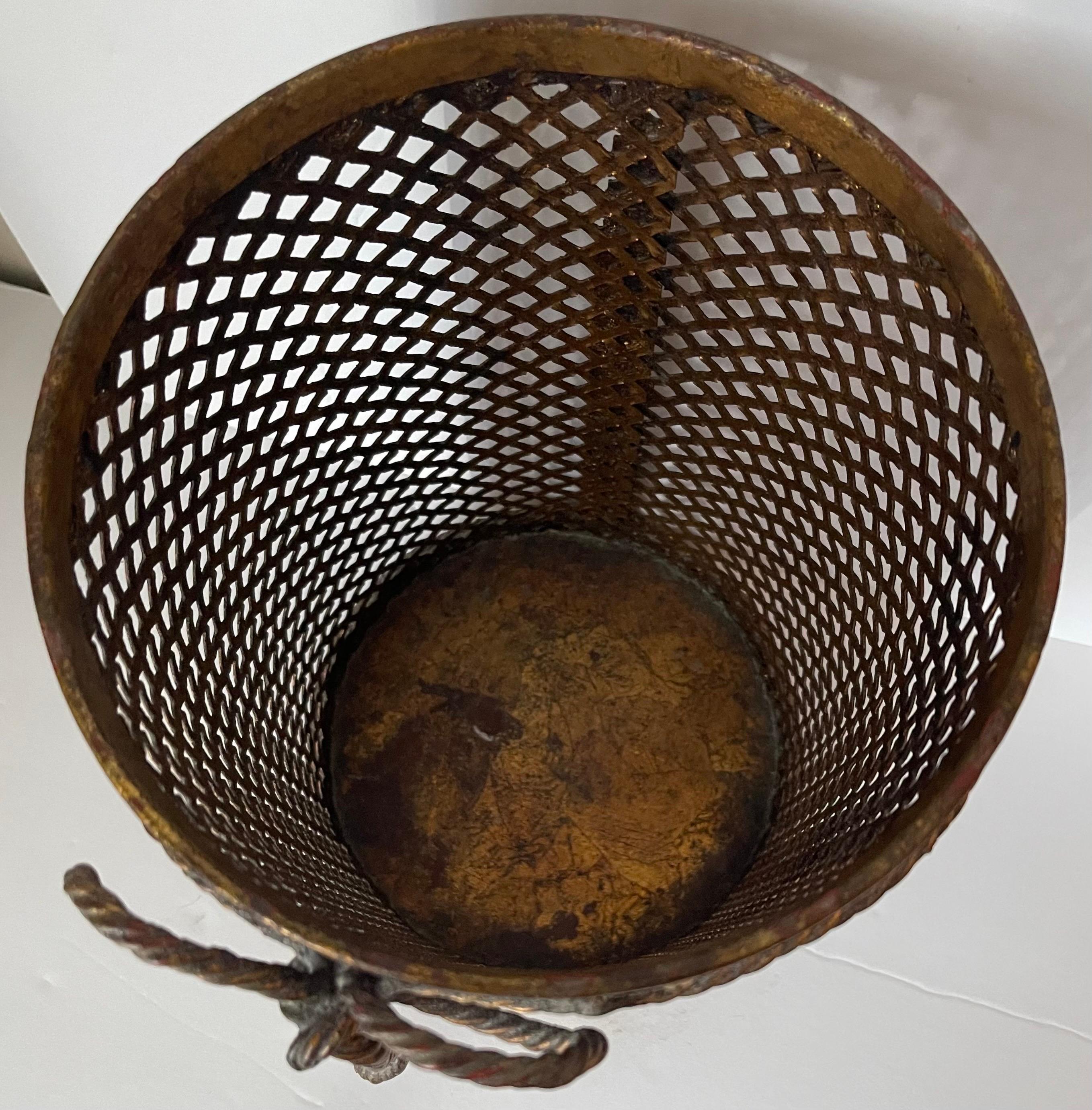 Italian Gilt Metal Bow Wastepaper Basket 6