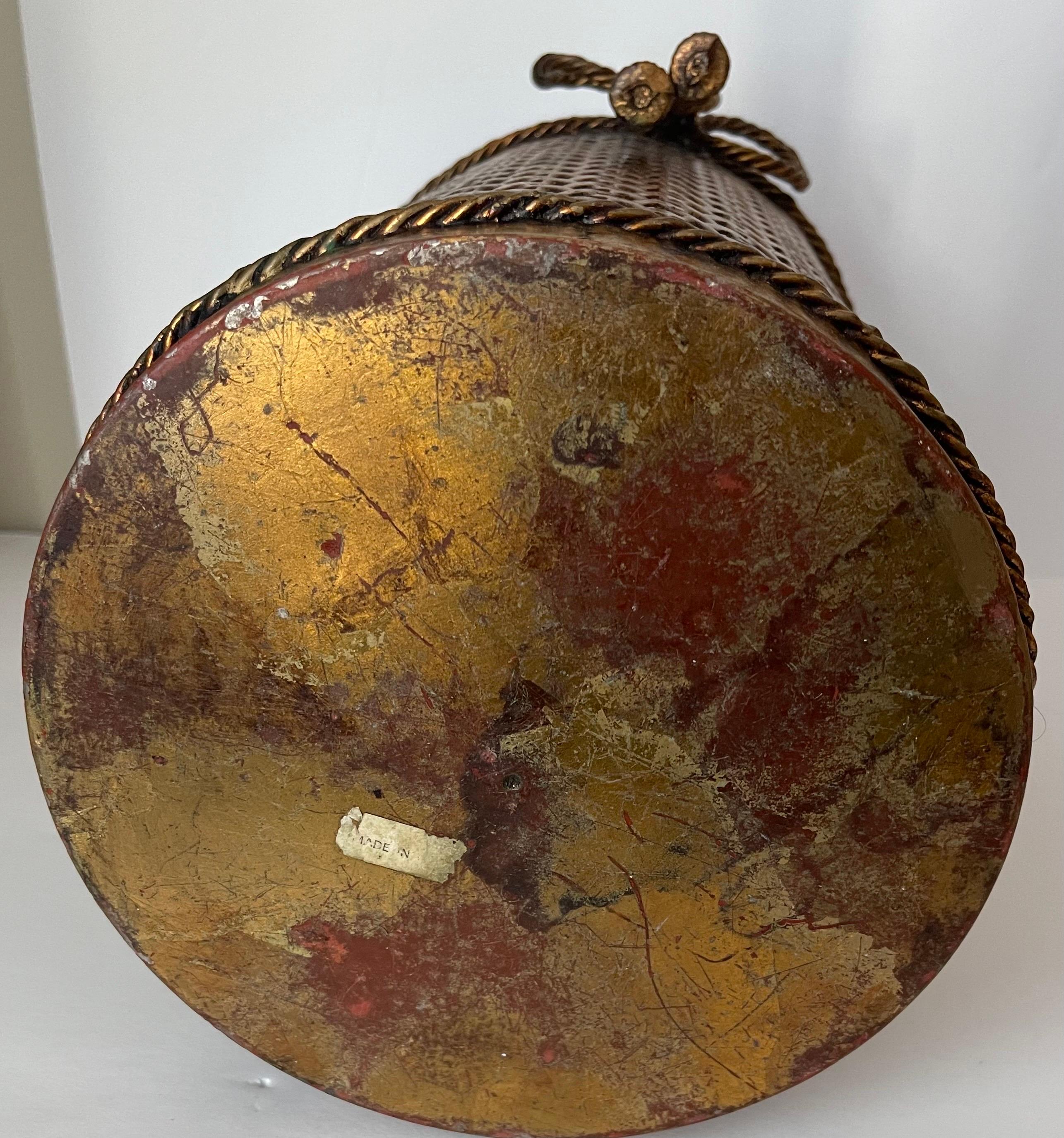 Italian Gilt Metal Bow Wastepaper Basket 7