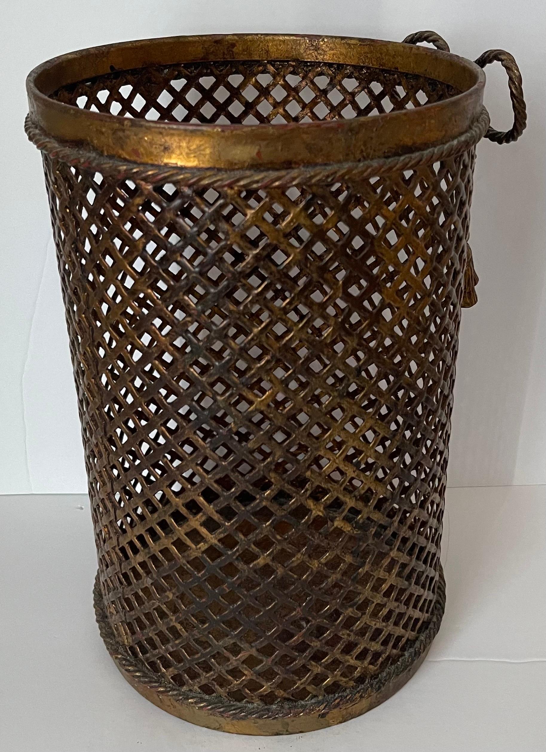 20th Century Italian Gilt Metal Bow Wastepaper Basket For Sale