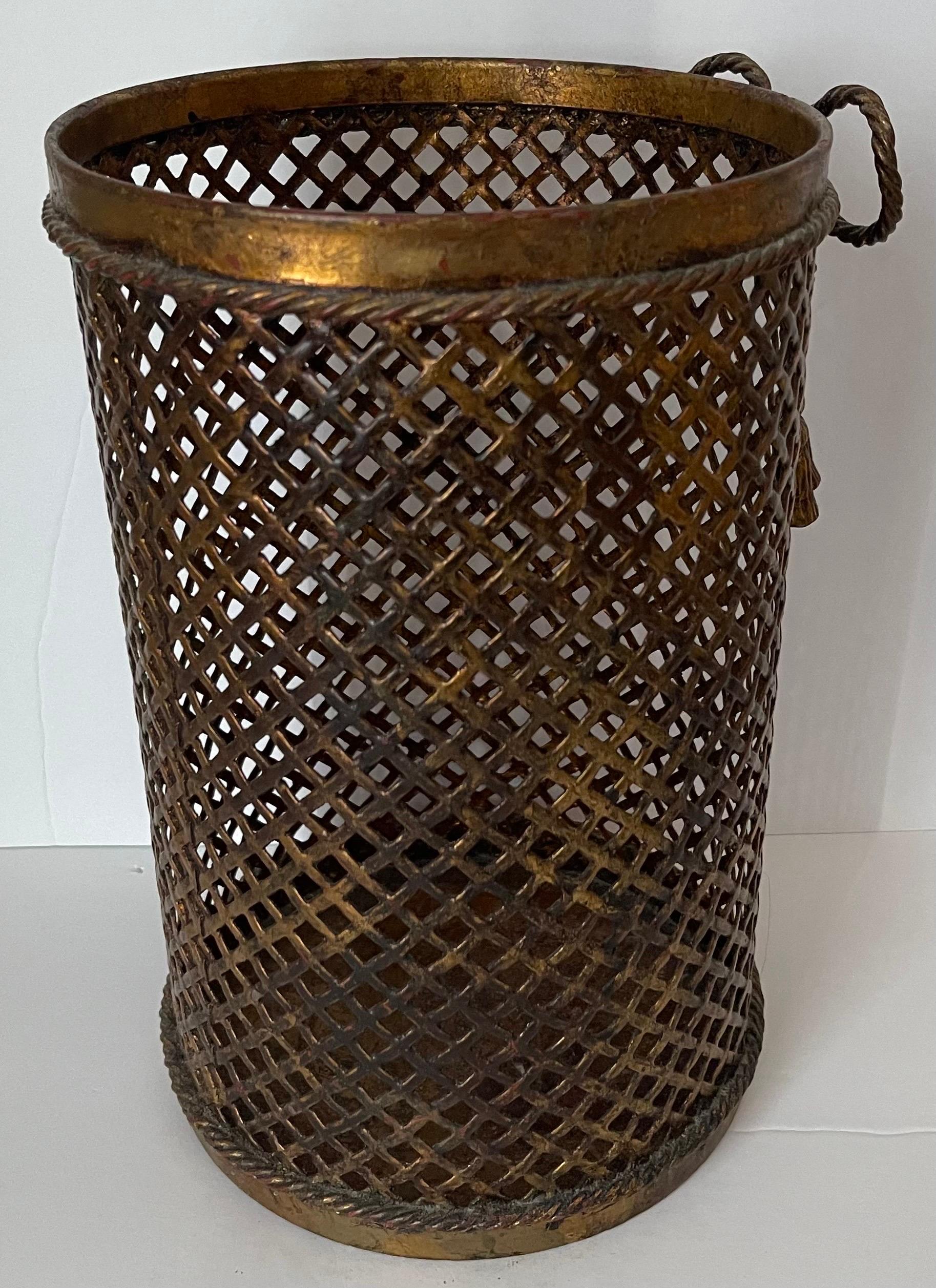 20th Century Italian Gilt Metal Bow Wastepaper Basket