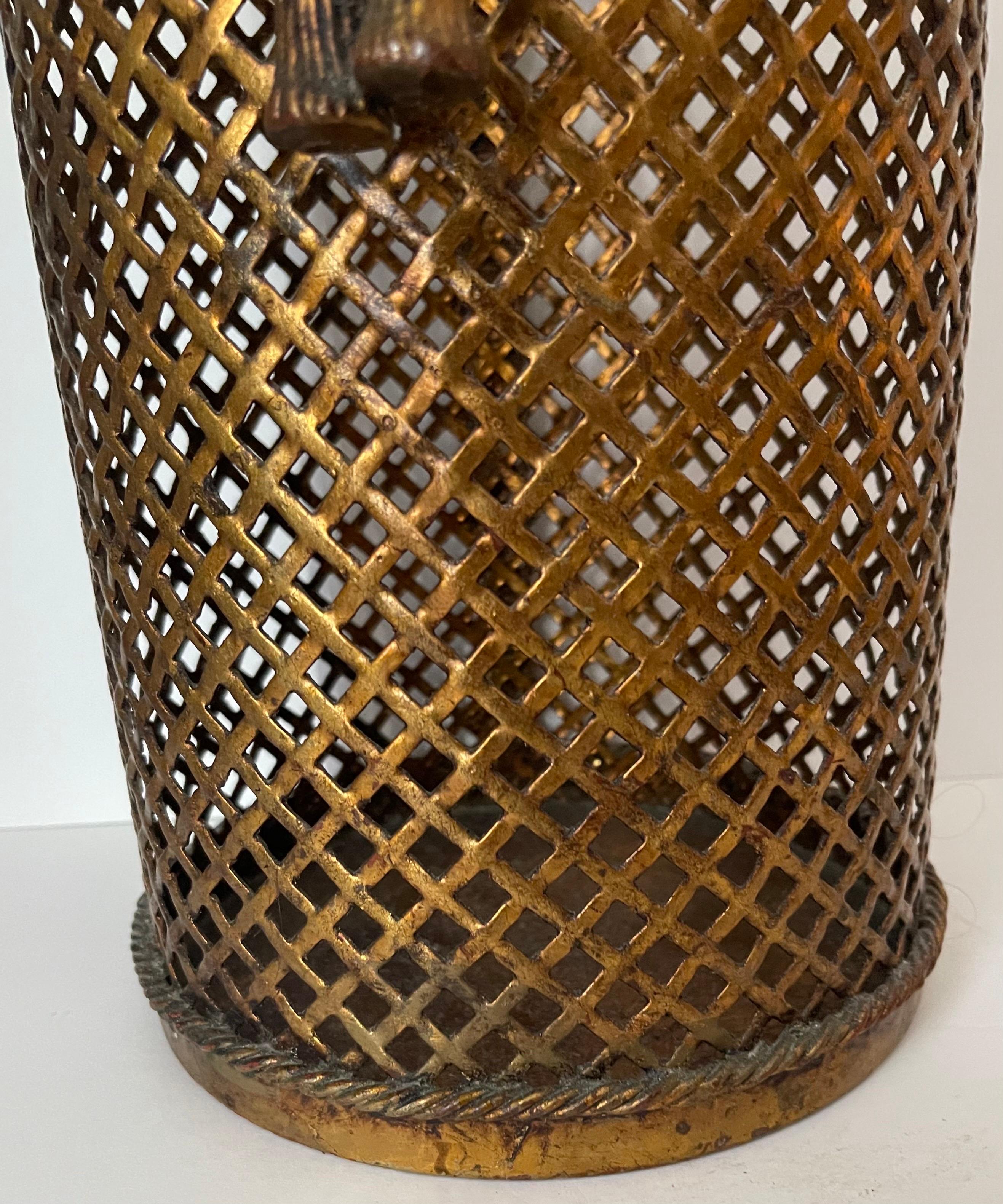 Italian Gilt Metal Bow Wastepaper Basket For Sale 3