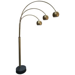 Italian Gilt Metal Brass Floor Lamp with Three Arms from 1970s