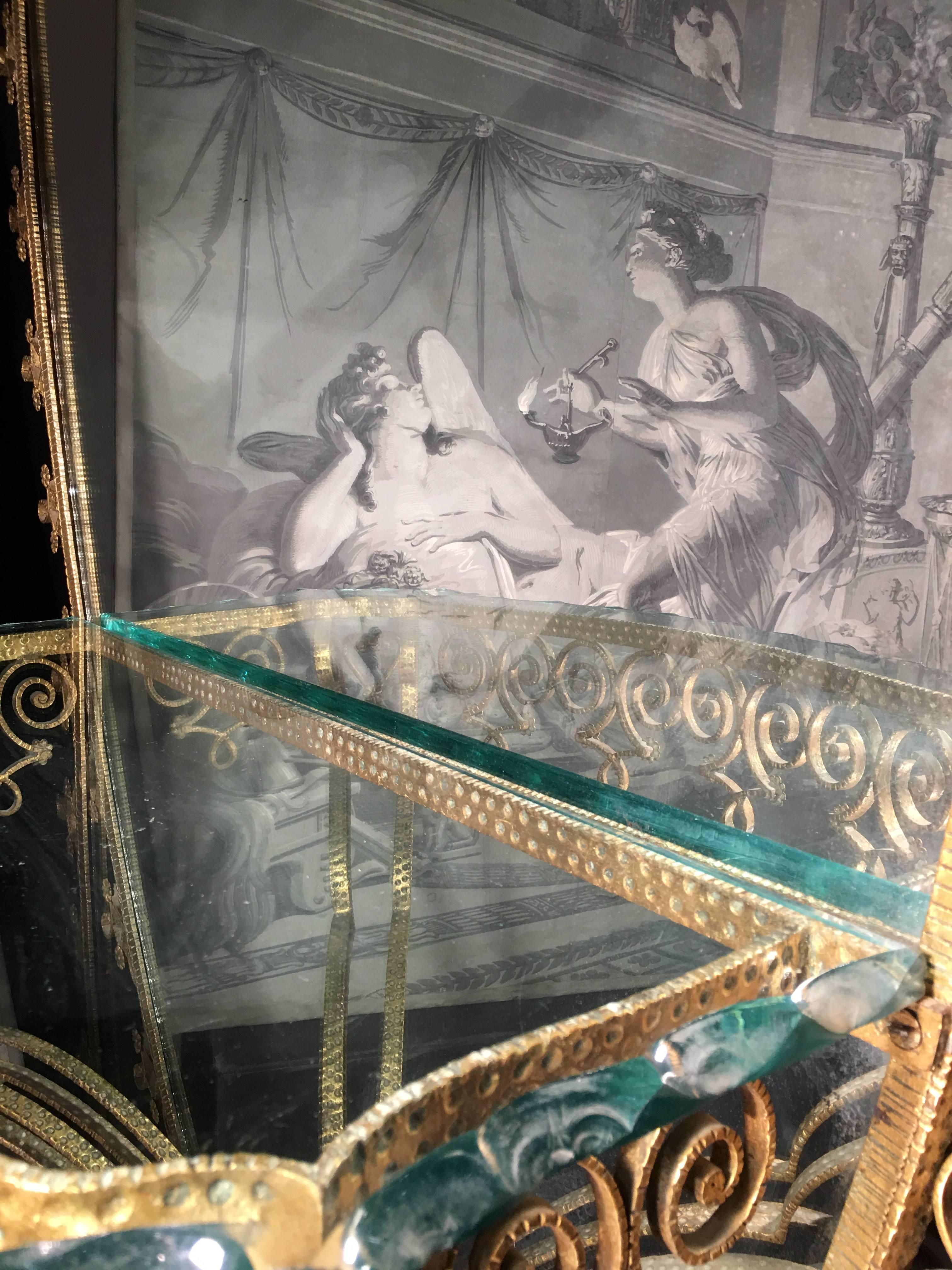 Italienischer Konsolentisch und Spiegel aus vergoldetem Metall von Pier Luigi Colli, 1955 im Zustand „Hervorragend“ im Angebot in Rome, IT